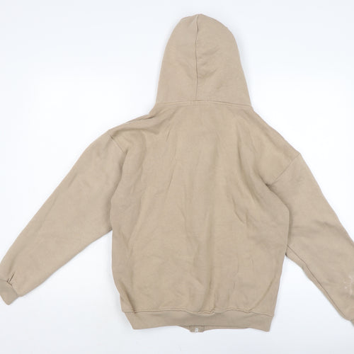 PRETTYLITTLETHING Womens Beige Cotton Full Zip Hoodie Size S