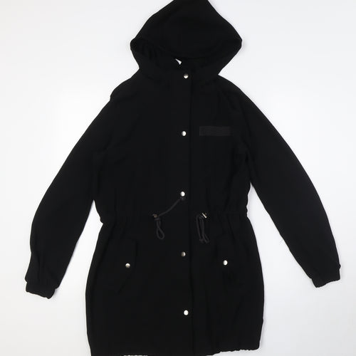 Divided by H&M Womens Black Jacket Size 6 Zip - Pull Cord Waist