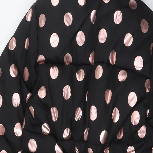 NEXT Girls Black Spotted Jacket Snowsuit Size 5-6 Years Zip - Rose Gold Spots