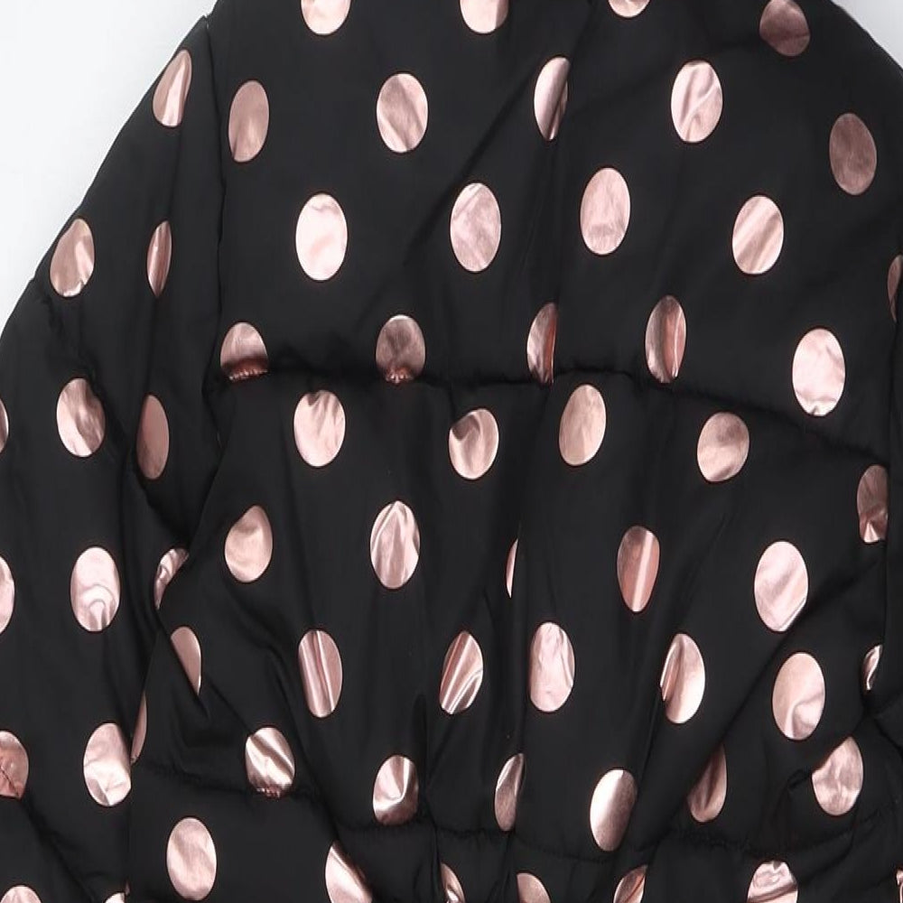 NEXT Girls Black Spotted Jacket Snowsuit Size 5-6 Years Zip - Rose Gold Spots