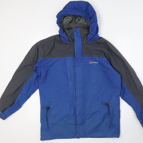 Berghaus Mens Blue Rain Coat Jacket Size S Zip - Walking Jacket, Inter Active