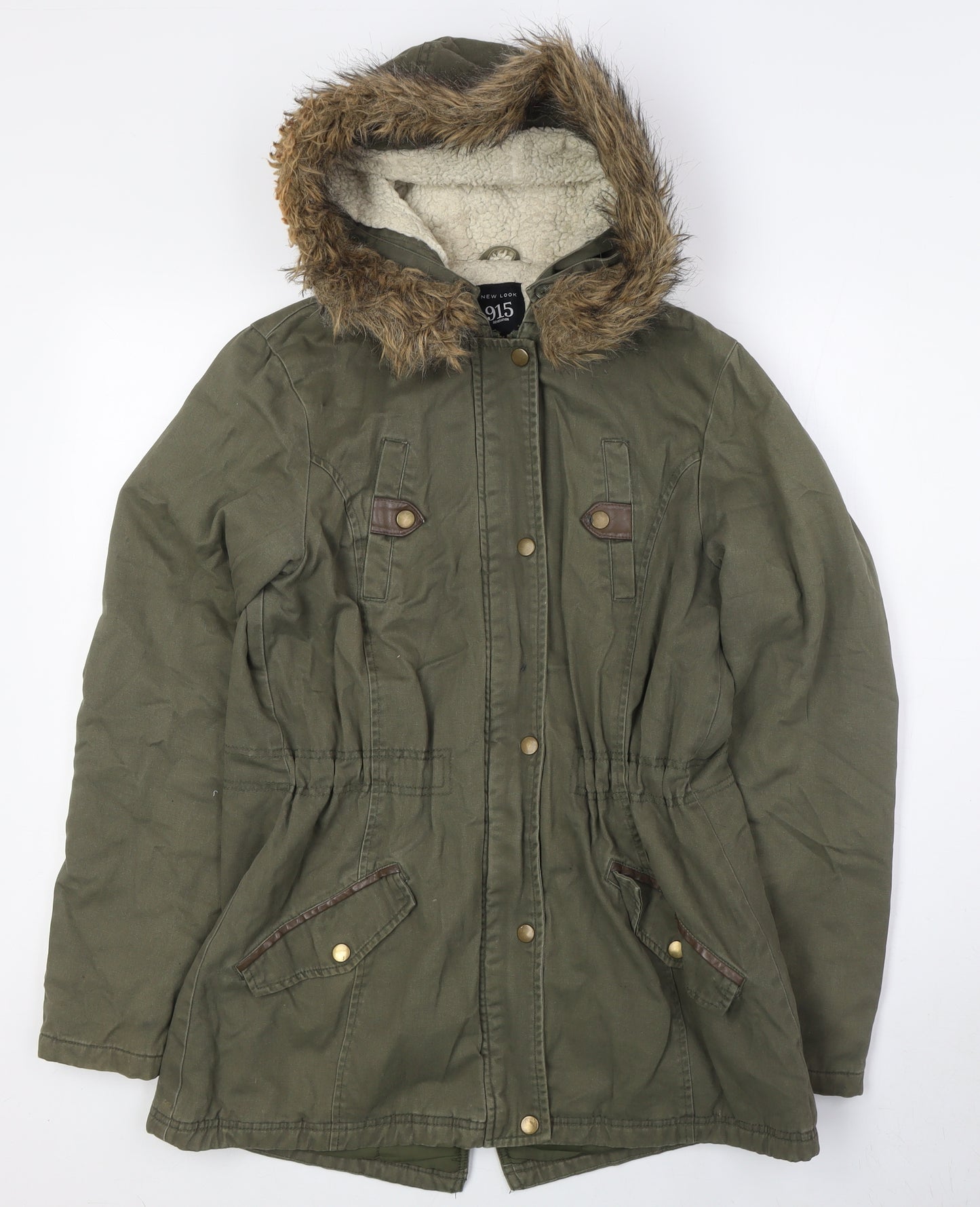 newlook 915 Girls Green Parka Coat Size 14-15 Years Zip