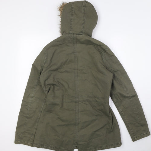 newlook 915 Girls Green Parka Coat Size 14-15 Years Zip