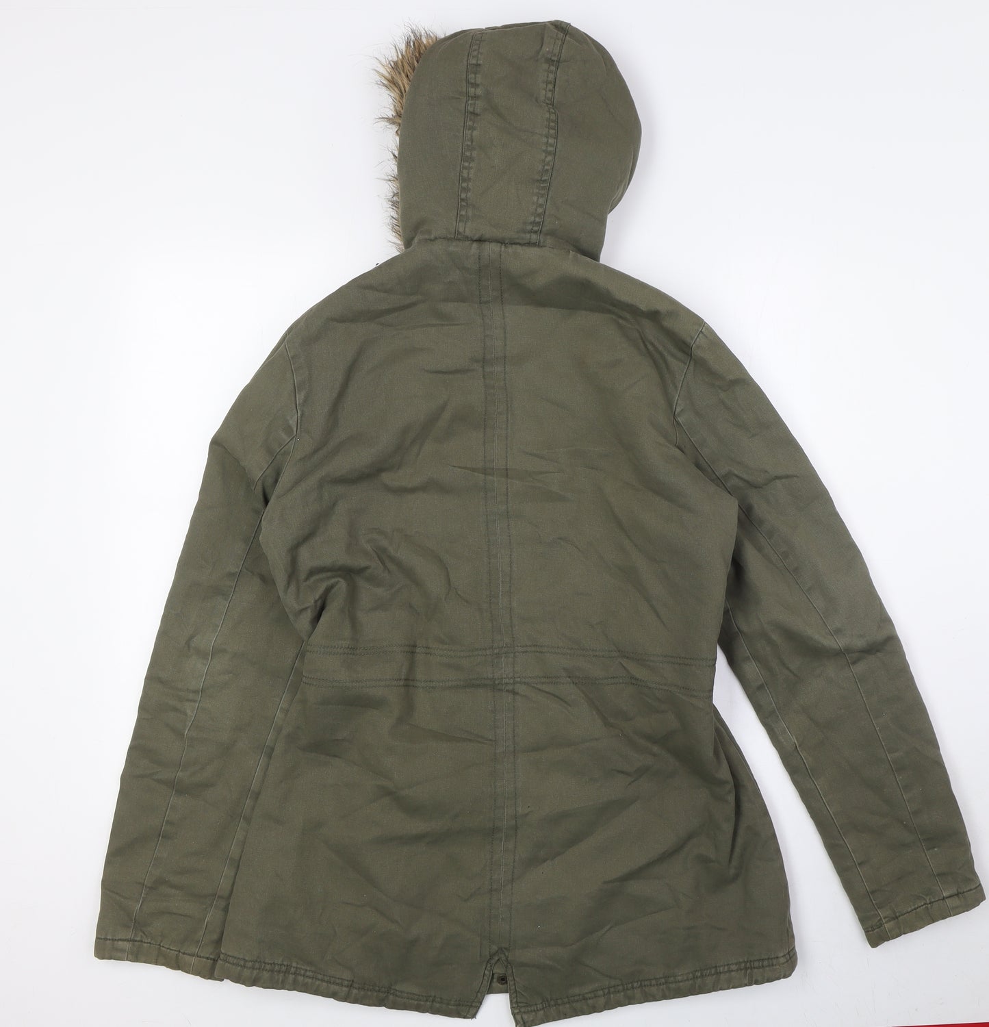 newlook 915 Girls Green Parka Coat Size 14-15 Years Zip