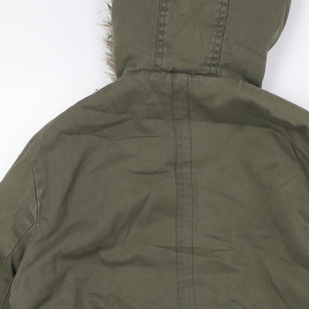 newlook 915 Girls Green Parka Coat Size 14-15 Years Zip