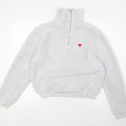 Topshop Womens Grey Cupro Pullover Sweatshirt Size 12 Zip - 1/4 Zip, Hart