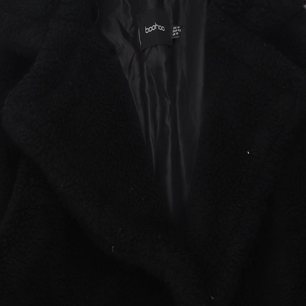 Boohoo Womens Black Overcoat Coat Size 14