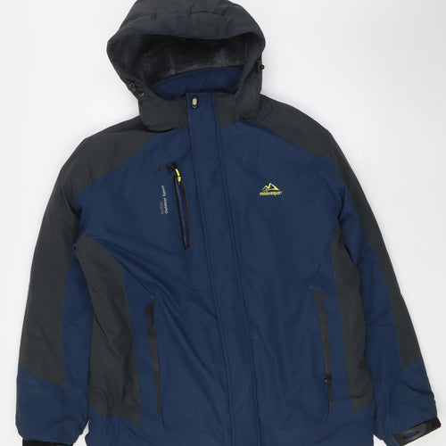 Outdoor Jacket Mens Blue Rain Coat Coat Size L Zip - Fleece Lined