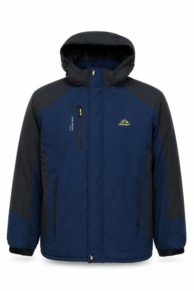 Outdoor Jacket Mens Blue Rain Coat Coat Size L Zip - Fleece Lined