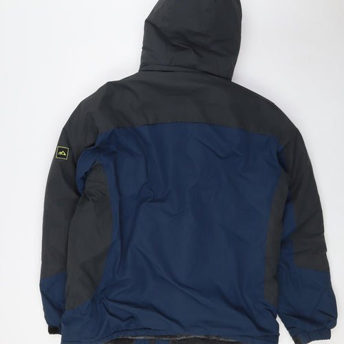 Outdoor Jacket Mens Blue Rain Coat Coat Size L Zip - Fleece Lined