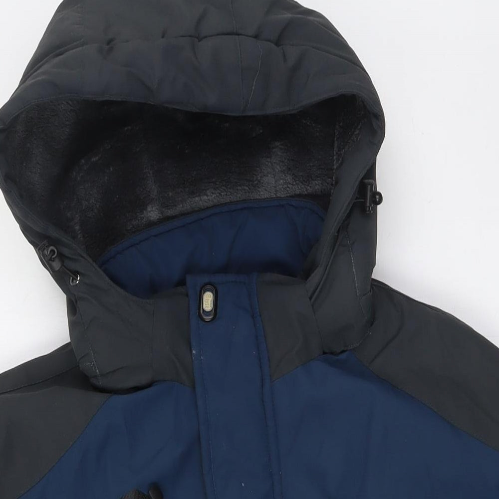Outdoor Jacket Mens Blue Rain Coat Coat Size L Zip - Fleece Lined