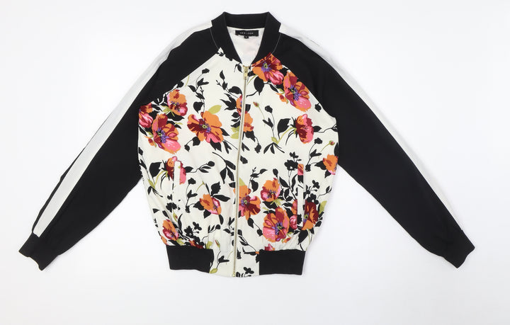 New Look Womens Multicoloured Floral Bomber Jacket Jacket Size 6 Zip