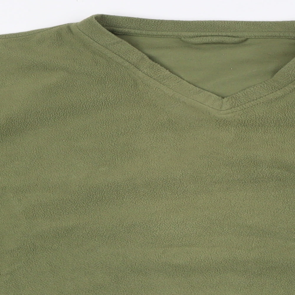 Marks and Spencer Mens Green V-Neck Polyester Pullover Jumper Size M Long Sleeve