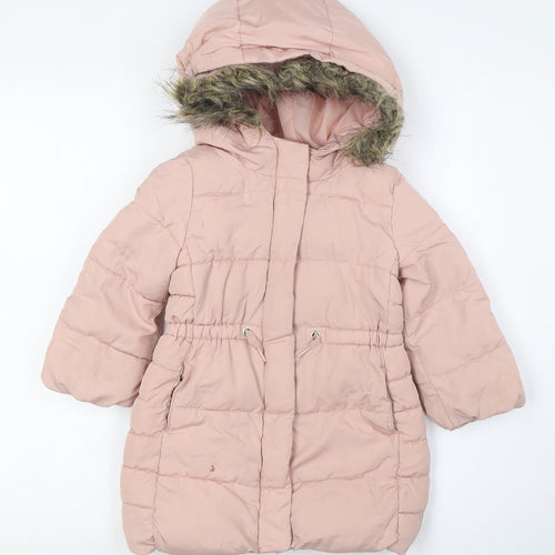 Gap Girls Pink Overcoat Coat Size 3 Years Zip
