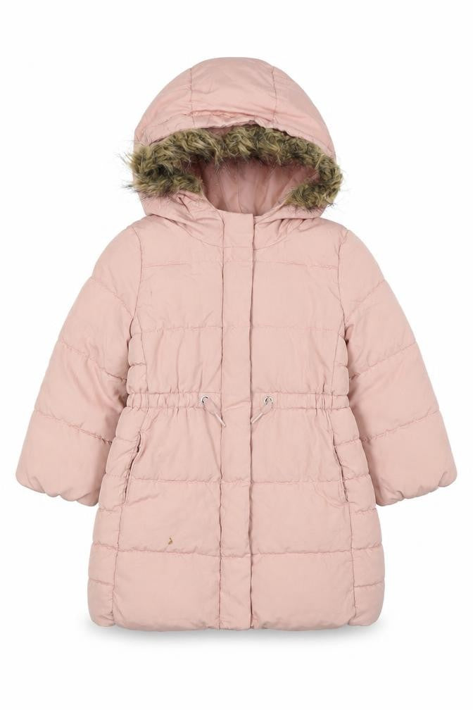 Front view of Gap girls’ pink overcoat coat, size 3, years zip