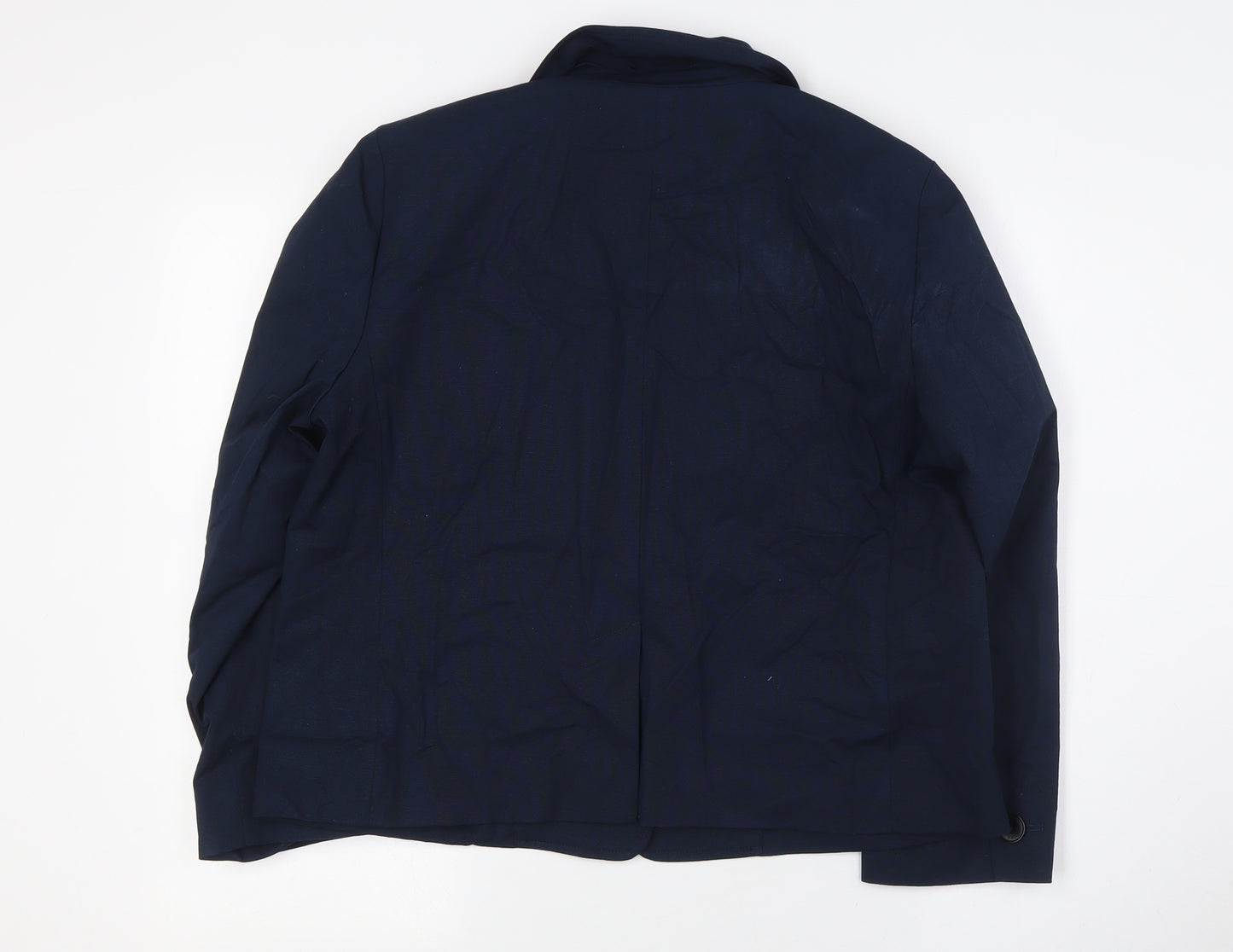 Jaeger Womens Blue Jacket Size 14 Button - Fitted