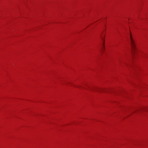 Chaps Mens Red Cotton Button-Up Size L Collared Button