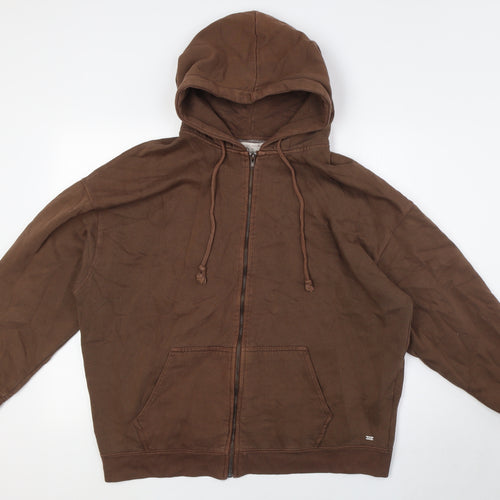 Pull&Bear Boys Brown Cotton Full Zip Hoodie Size M Zip