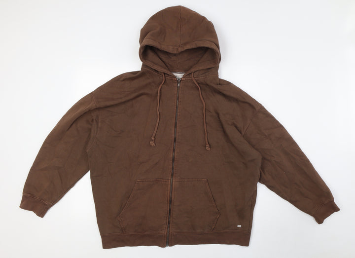 Pull&Bear Boys Brown Cotton Full Zip Hoodie Size M Zip