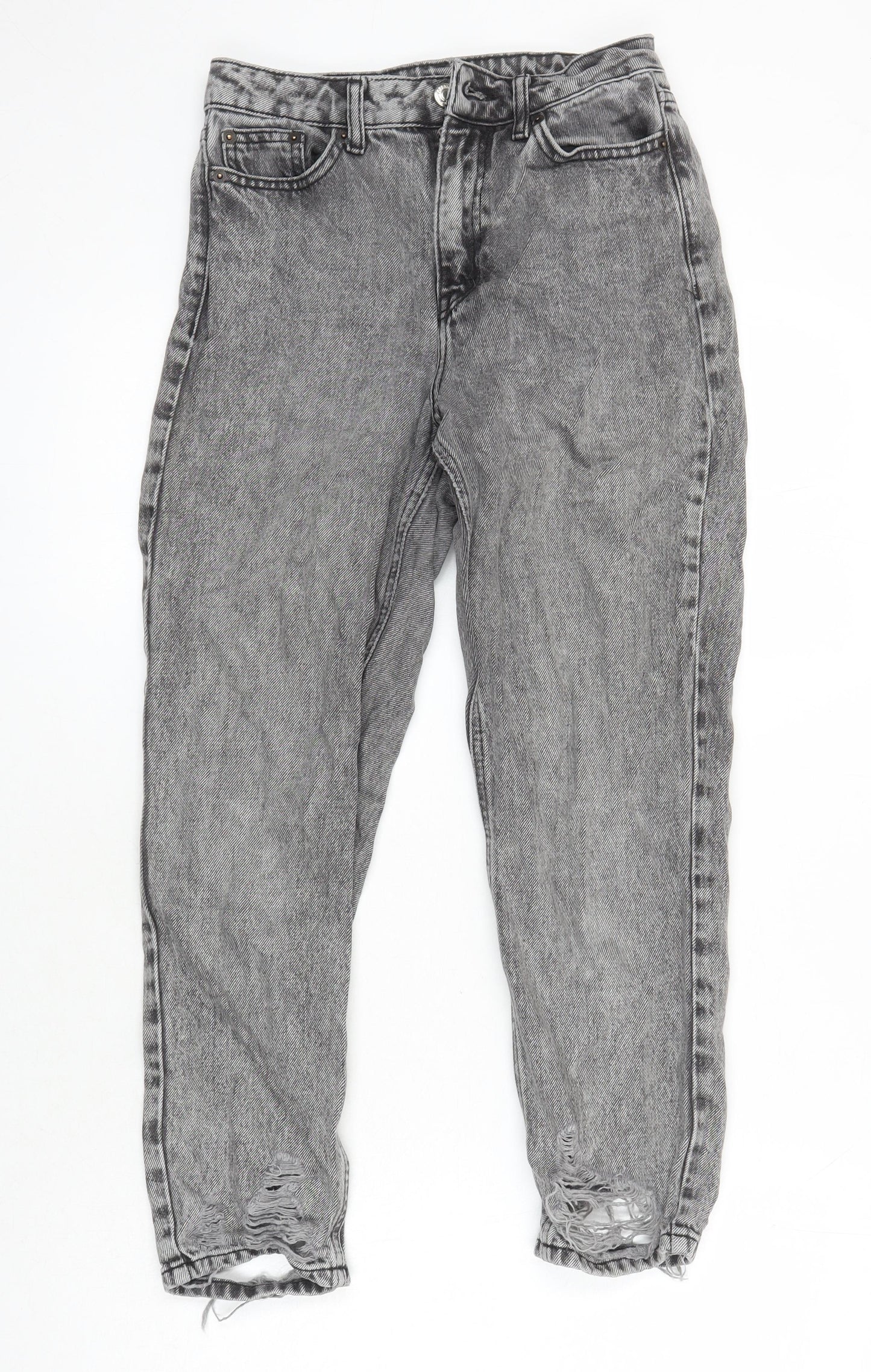 Topshop Womens Green Herringbone Cotton Skinny Jeans Size 26 in L23 in Regular - Distressed Hems