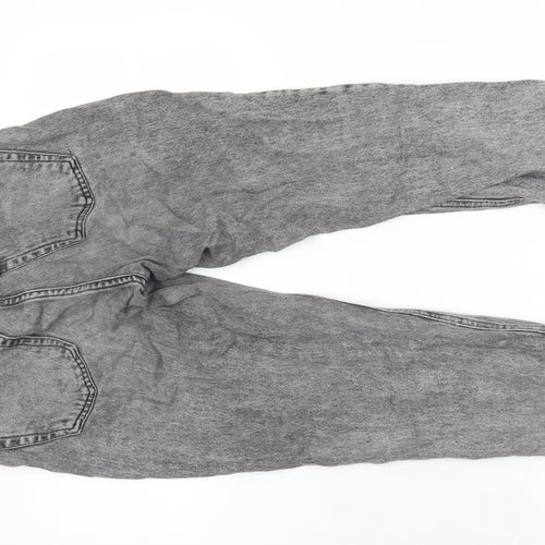 Topshop Womens Green Herringbone Cotton Skinny Jeans Size 26 in L23 in Regular - Distressed Hems