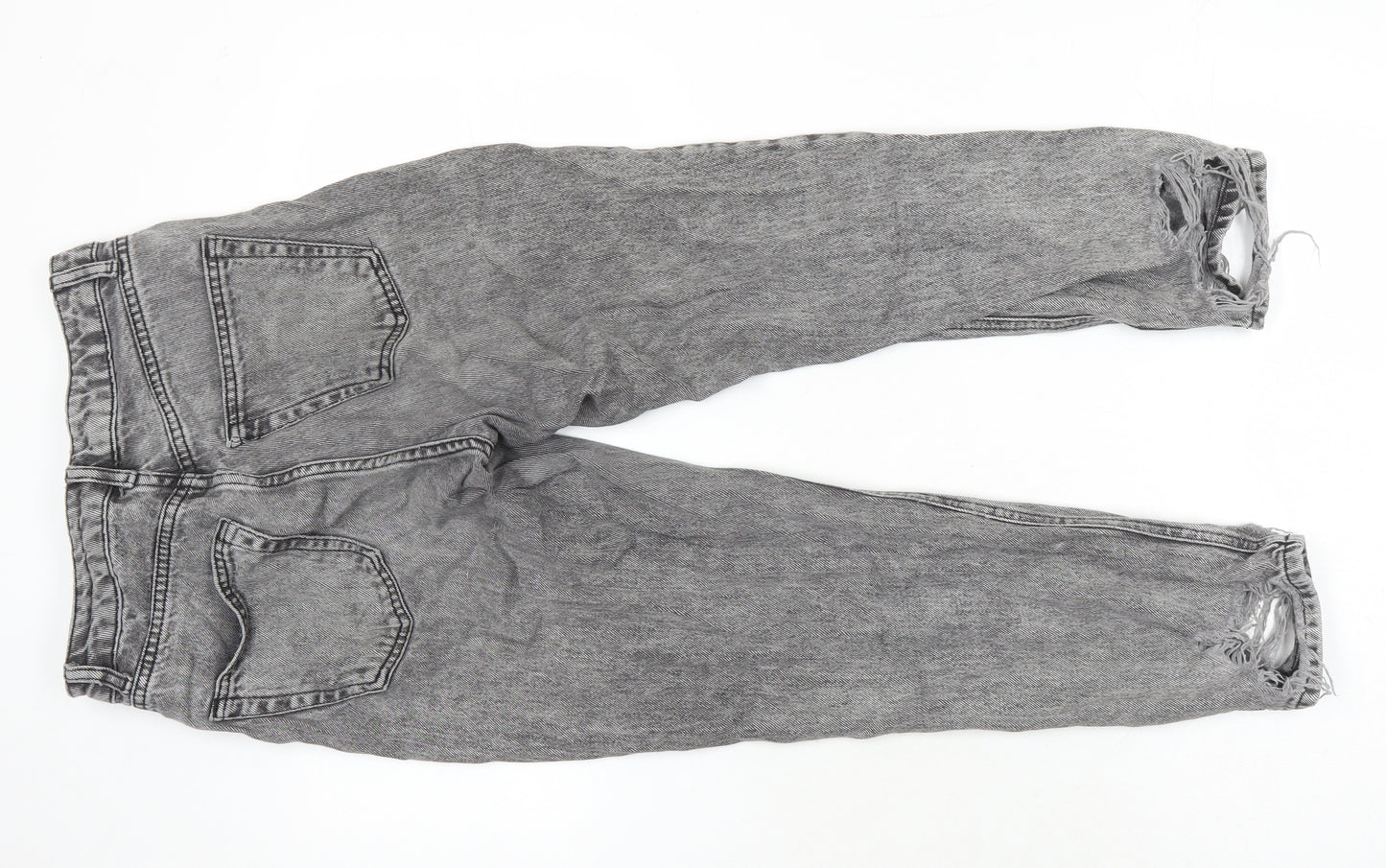 Topshop Womens Green Herringbone Cotton Skinny Jeans Size 26 in L23 in Regular - Distressed Hems