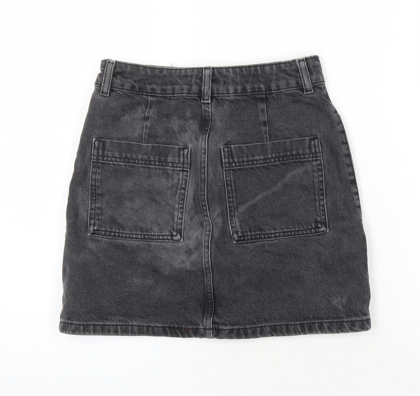 Top Shop Womens Black Herringbone Cotton Mini Skirt Size 6