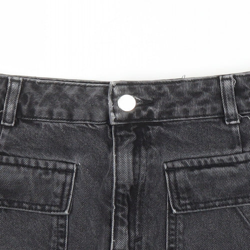 Top Shop Womens Black Herringbone Cotton Mini Skirt Size 6