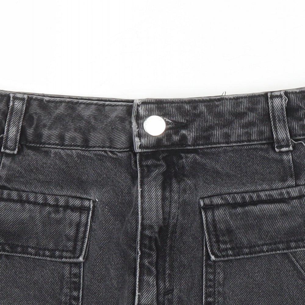 Top Shop Womens Black Herringbone Cotton Mini Skirt Size 6