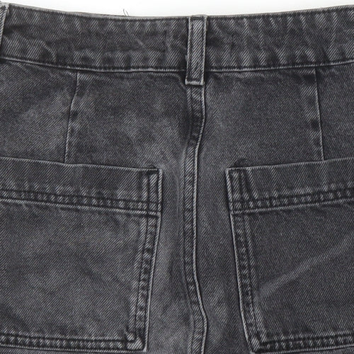 Top Shop Womens Black Herringbone Cotton Mini Skirt Size 6