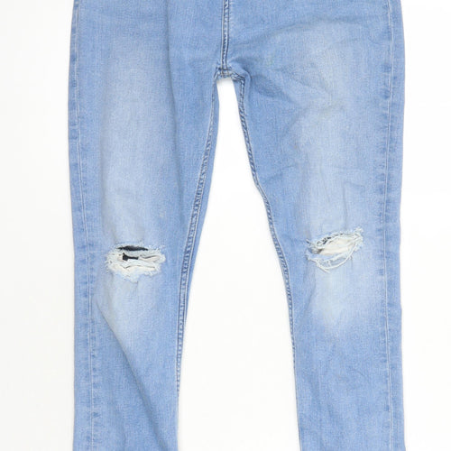 M&S Girls Blue Cotton Skinny Jeans Size 14-15 Years L27 in Regular - Distressed Look