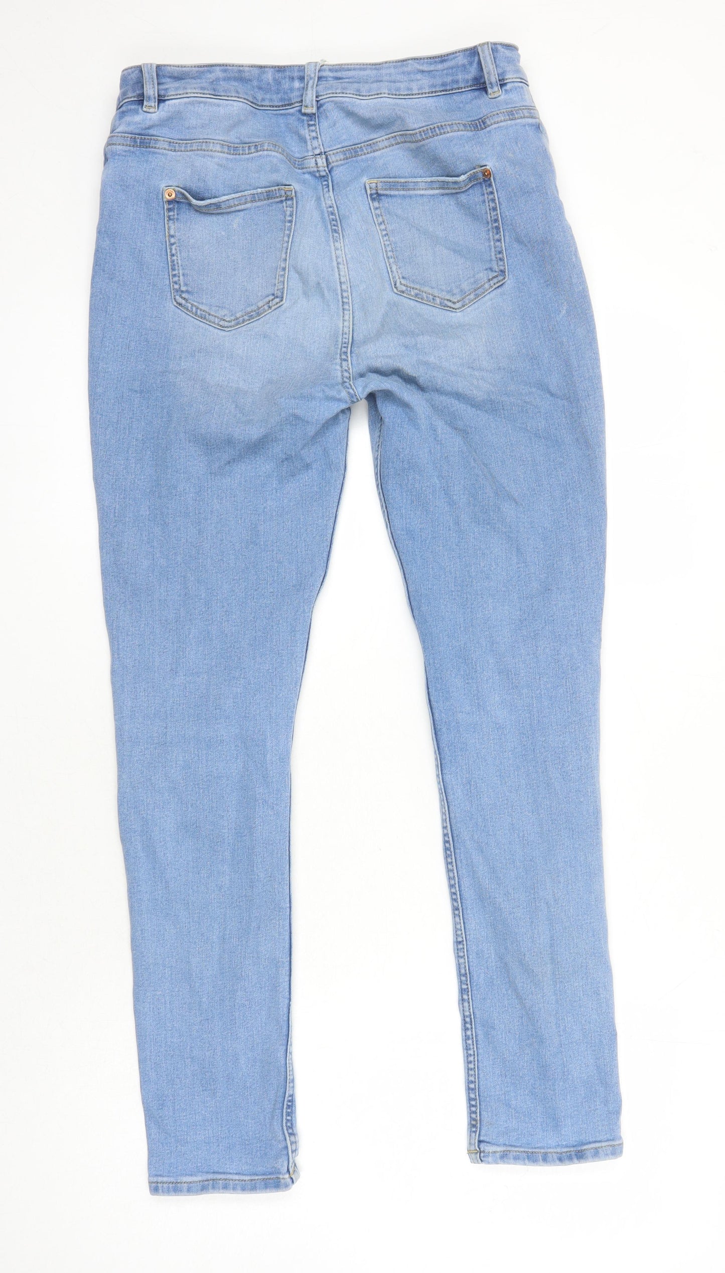 M&S Girls Blue Cotton Skinny Jeans Size 14-15 Years L27 in Regular - Distressed Look