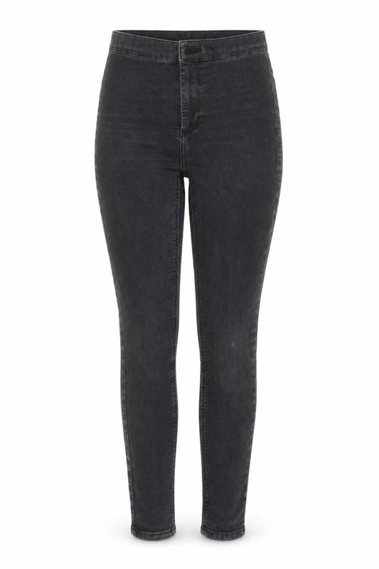 Front view of Topshop women’s black cotton jegging jeans, size UK 26, in, 25-inch leg slim