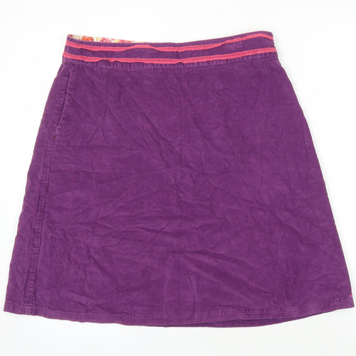 Ness Womens Purple Cotton A-Line Skirt Size 12 Zip - Pocket