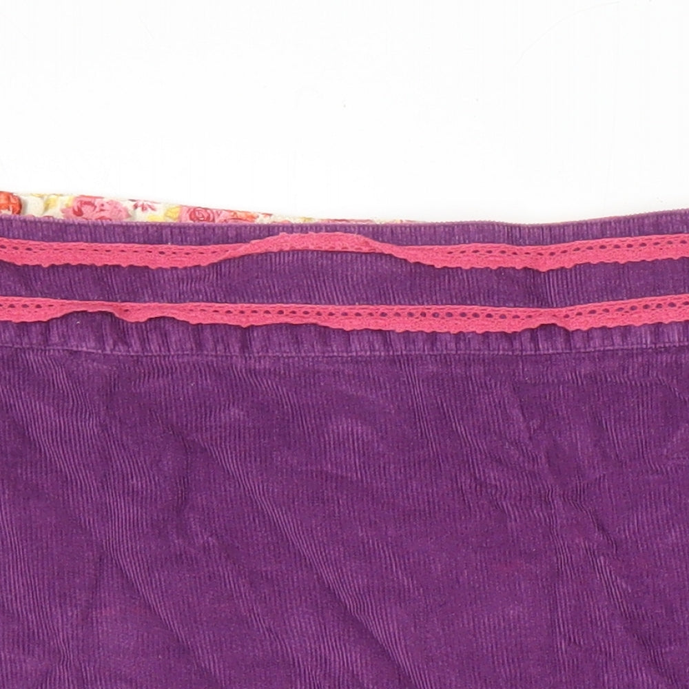 Ness Womens Purple Cotton A-Line Skirt Size 12 Zip - Pocket
