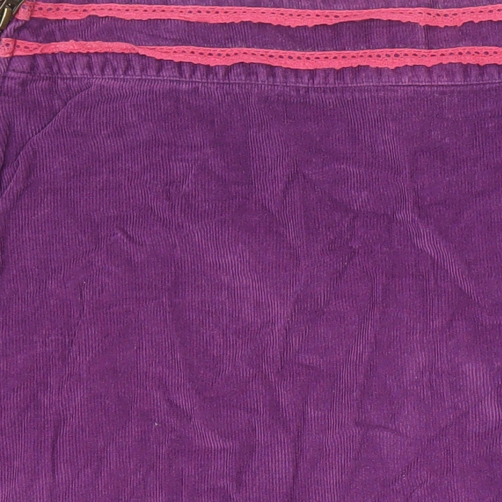 Ness Womens Purple Cotton A-Line Skirt Size 12 Zip - Pocket
