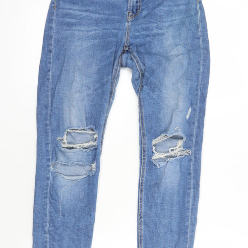 Stradivarius Womens Blue Cotton Skinny Jeans Size 16 L25 in Regular - Elasticated Waist