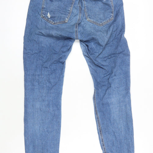 Stradivarius Womens Blue Cotton Skinny Jeans Size 16 L25 in Regular - Elasticated Waist
