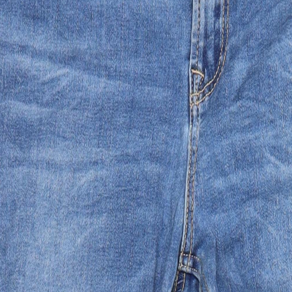 Stradivarius Womens Blue Cotton Skinny Jeans Size 16 L25 in Regular - Elasticated Waist