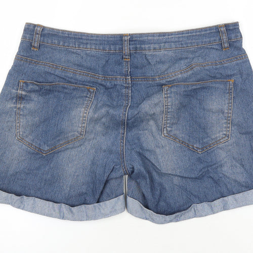 Blooming Marvellous Womens Blue Cotton Cut-Off Shorts Size 12 Regular - Elasticated Waist