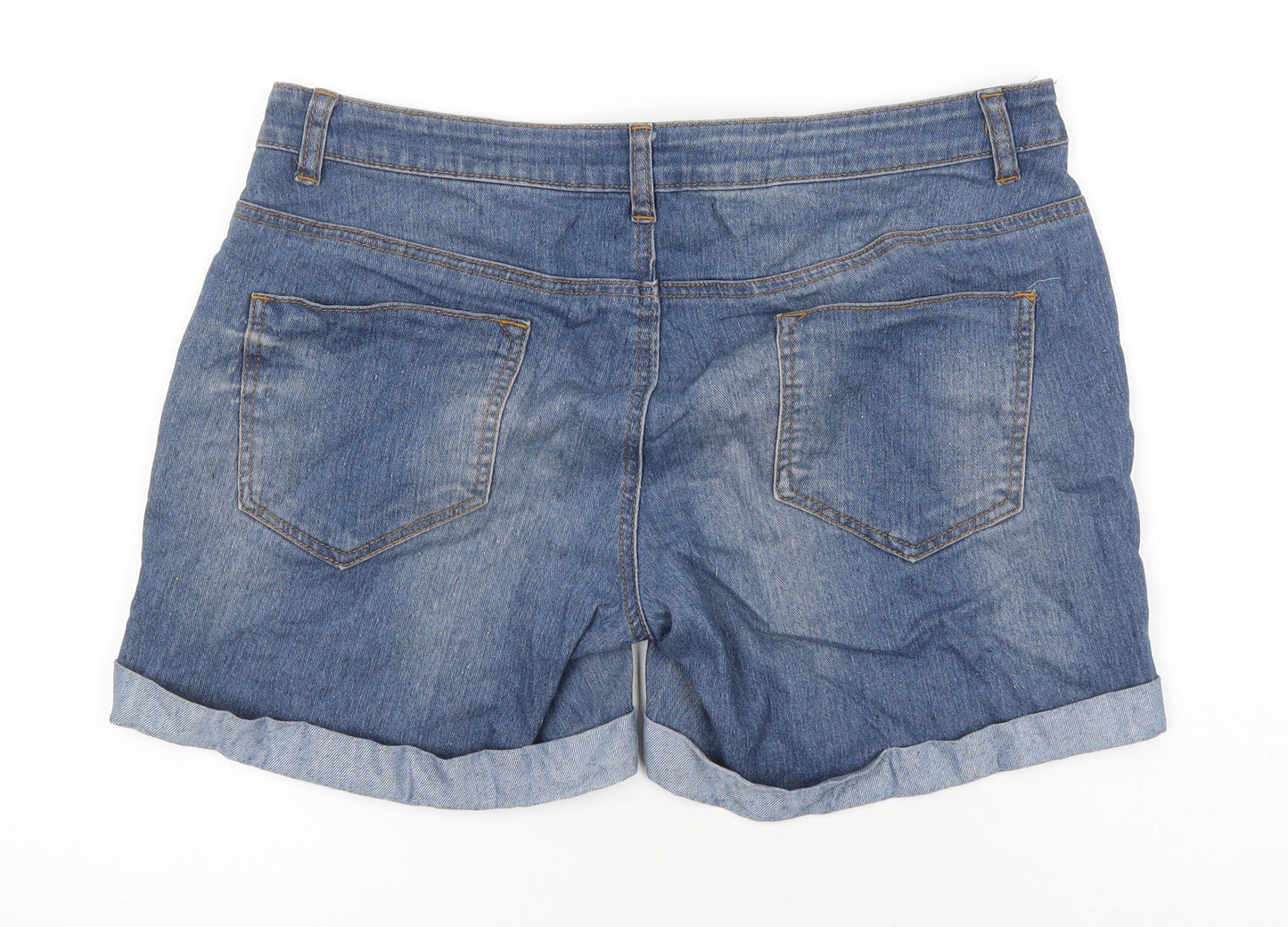 Blooming Marvellous Womens Blue Cotton Cut-Off Shorts Size 12 Regular - Elasticated Waist