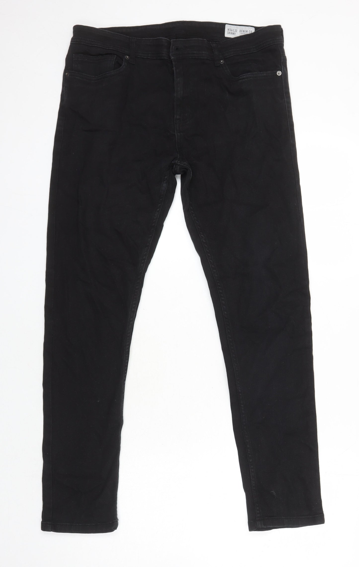 Denim Co Womens Black Herringbone Cotton Mom Jeans Size 34 in L28 in Regular