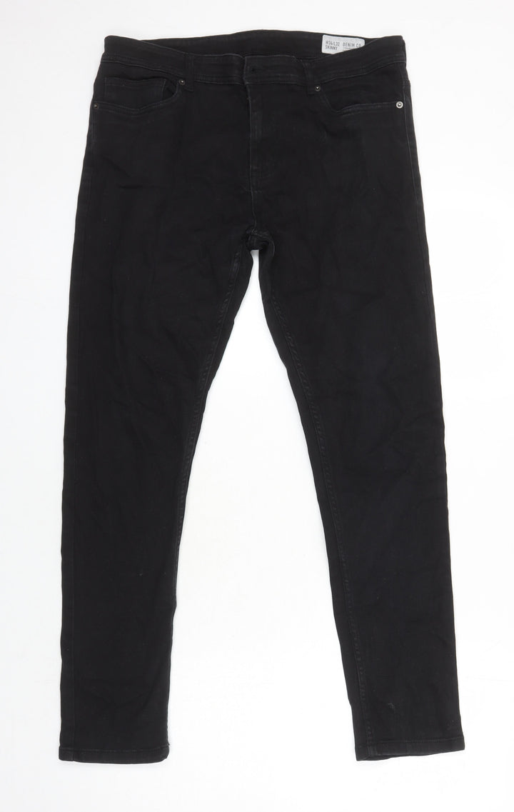 Denim Co Womens Black Herringbone Cotton Mom Jeans Size 34 in L28 in Regular