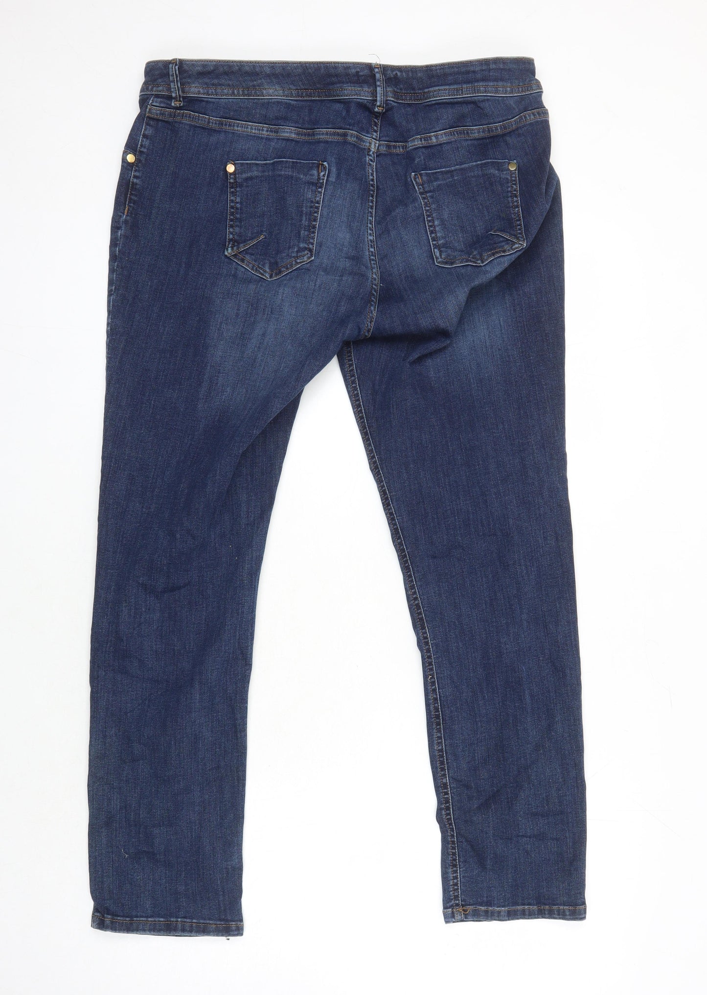 Harris Womens Blue Cotton Straight Jeans Size 18 L27 in Regular