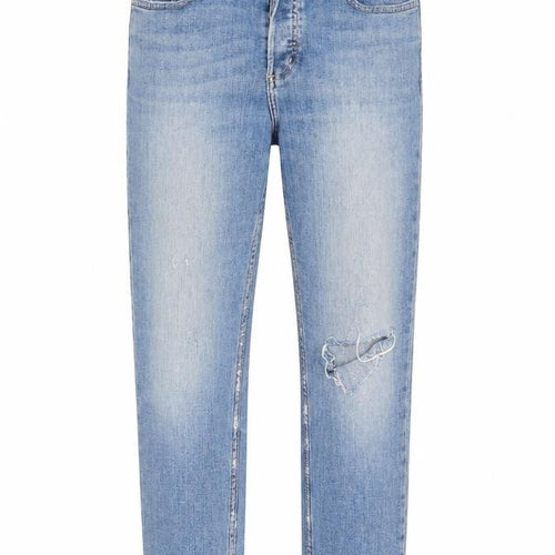 M&S Womens Blue Cotton Straight Jeans Size 10 L22 in Regular