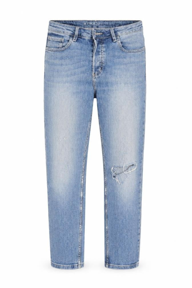 M&S Womens Blue Cotton Straight Jeans Size 10 L22 in Regular