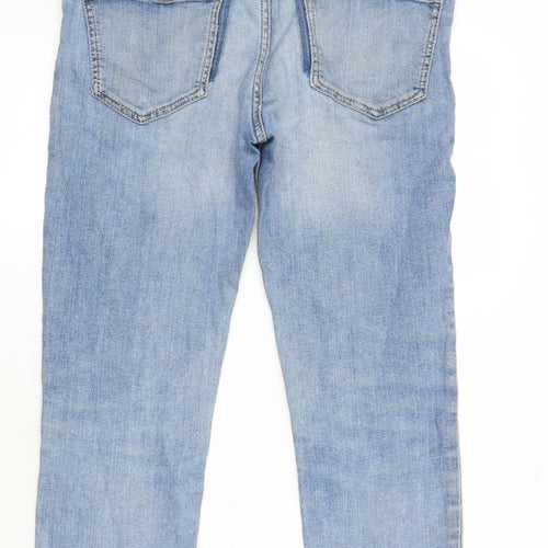 M&S Womens Blue Cotton Straight Jeans Size 10 L22 in Regular