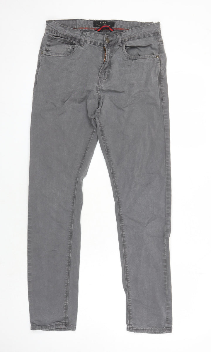 Zara Womens Grey Herringbone Cotton Jegging Jeans Size 8 L28 in Regular