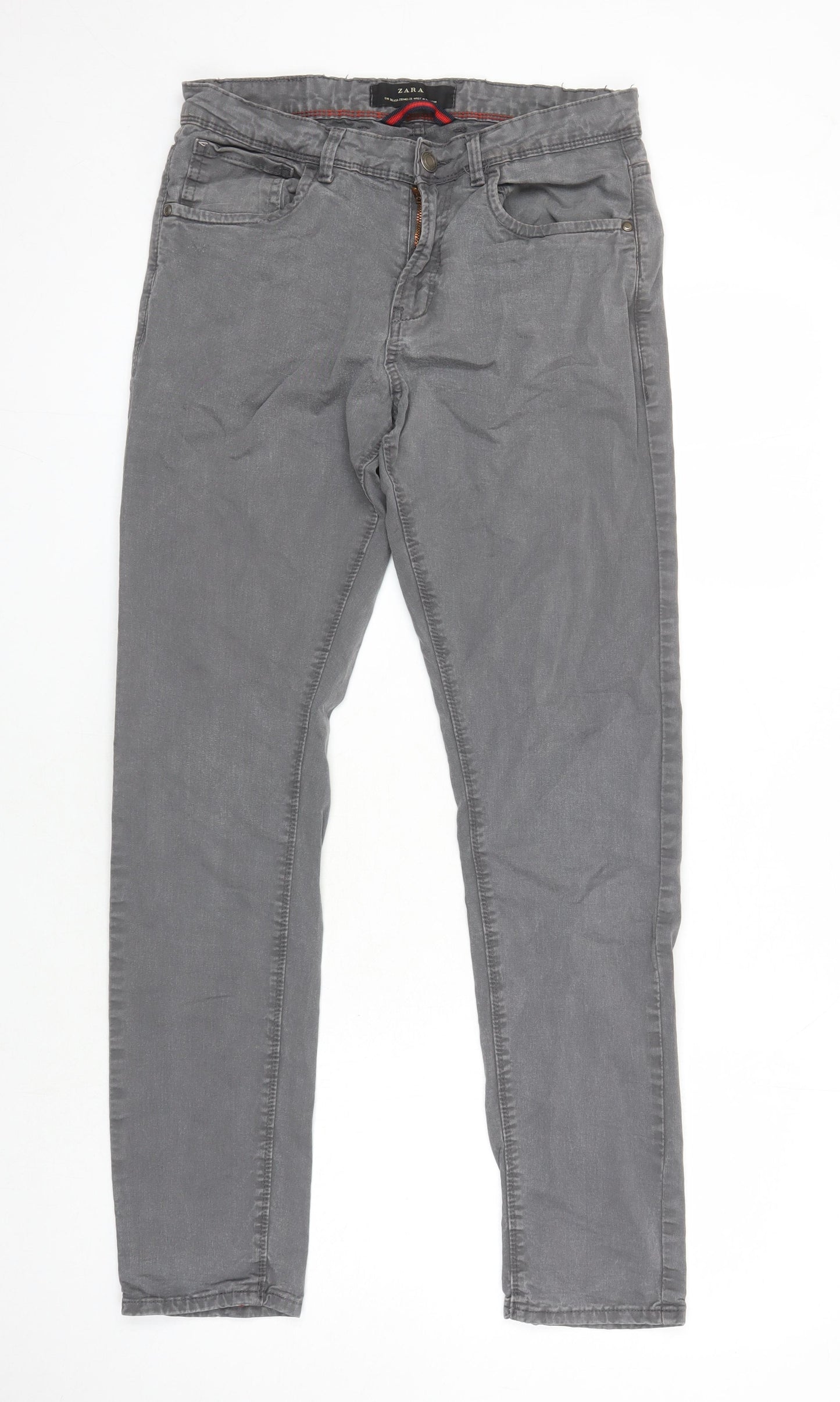 Zara Womens Grey Herringbone Cotton Jegging Jeans Size 8 L28 in Regular