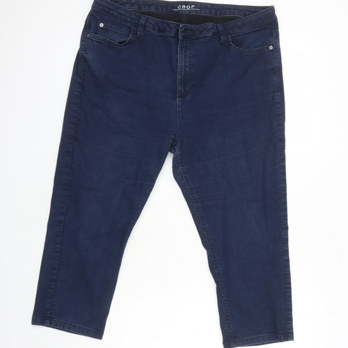 M&S Womens Blue Cotton Cropped Jeans Size 18 L20 in Regular